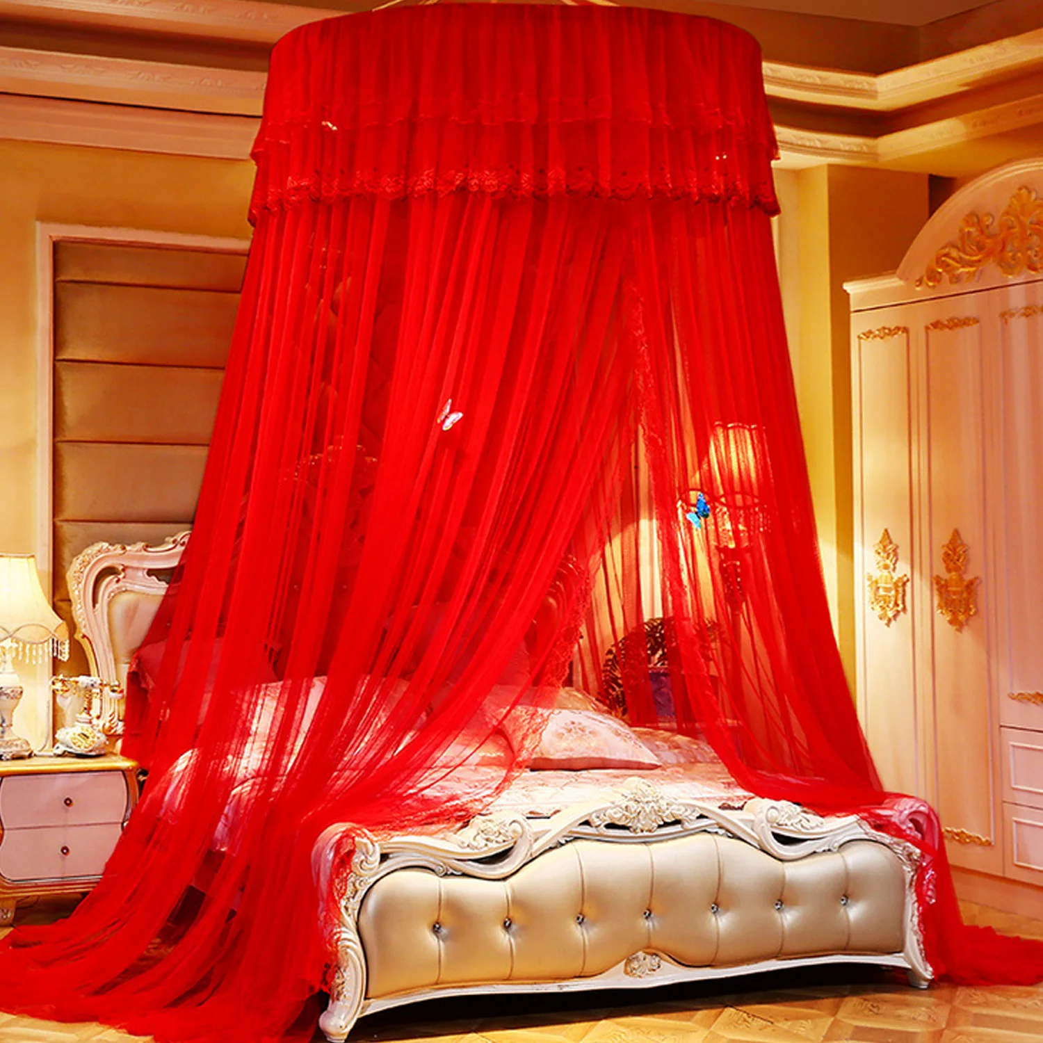 Элегантная однодверная круглая купольная Москитная сетка для спальной кровати