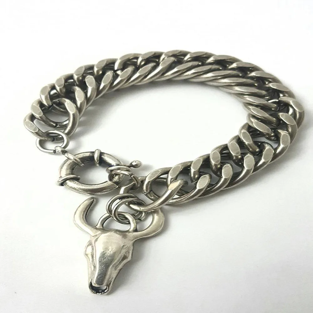Новый список нержавеющей стали толстая цепь мужской браслет богемный стиль