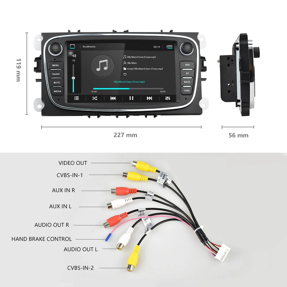 Автомагнитола AMprime мультимедийный MP5-плеер 2DIN на Android с 7 &quotэкраном GPS Wi-Fi для