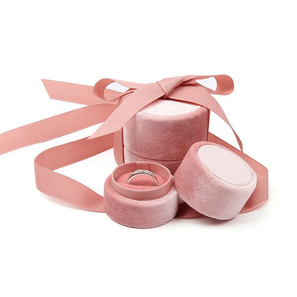 Круглый Бархатный органайзер для ювелирных изделий кольцо ожерелье серьги