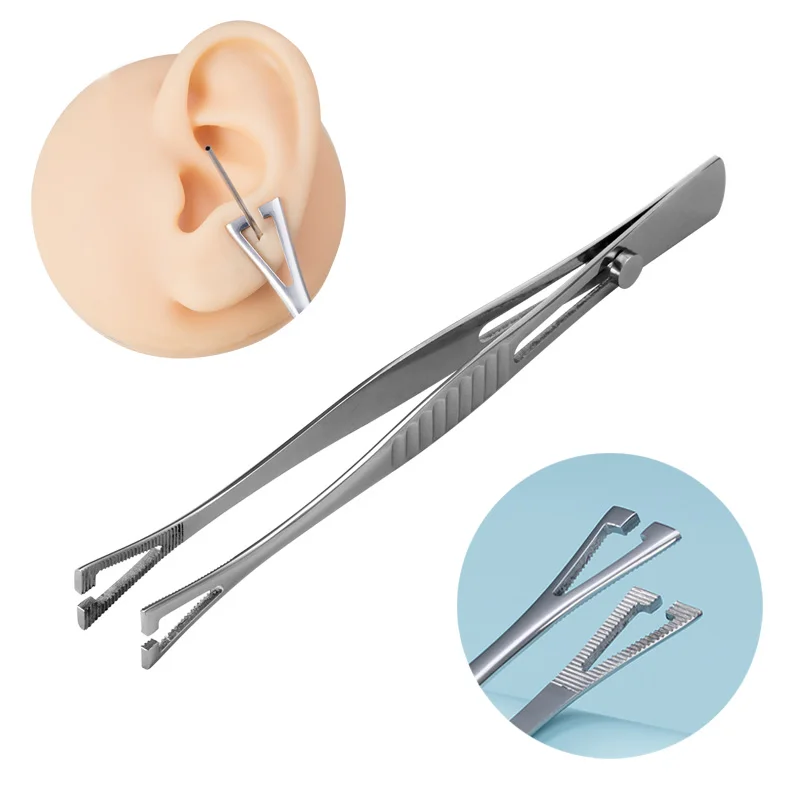 

1pc Surgical Steel Open Tweezer Plier Professional Body Piercing Tool Forceps Ear Lip Navel Nose Tongue Septum Piercing Clamp