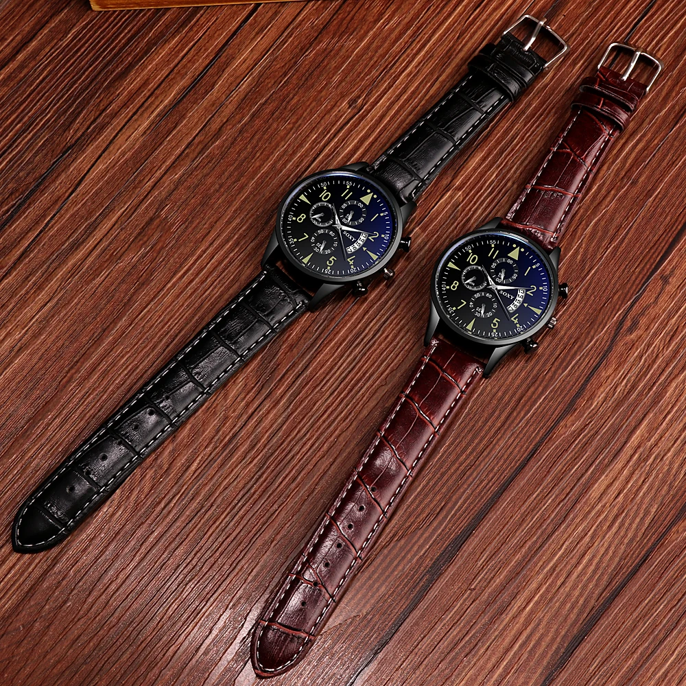 Часы наручные SOXY мужские с календарем Классические кварцевые светящиеся кожаным