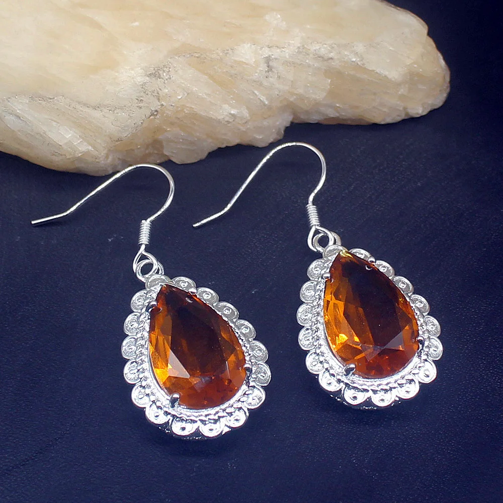 

Wonderful Sunny Teardrop Sweet Honey Topaz Genuine 925 Silver Dangle Earrings Jewelry Gifts for Women Girls 20213672