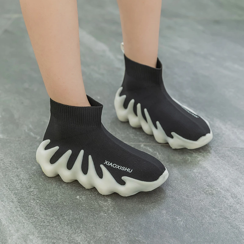 

2021 Toddler Boys Girls Hot Sock Sneakers High Top Little Girls School Student Trainers Slip-on Outdoor Breathable Boys Sneakers
