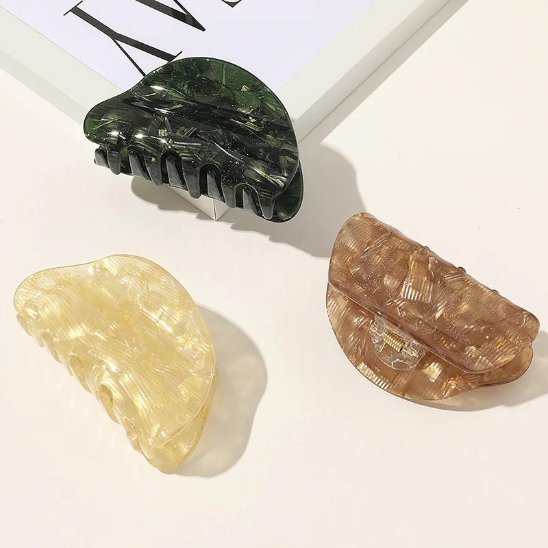 

Flash Colorful Girls Hairpins Crab Sequin Marble Hair Claw Women Barrettes Clip Hair Claws For Women Hair Accessories Headwear