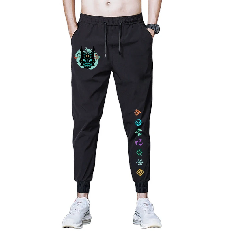 

Genshin Impact Anime Long Trousers Men's Casual Full Length Pants Genshin Xiao Mask Anime Hip Hop Streetwear Sweatpants for Boys