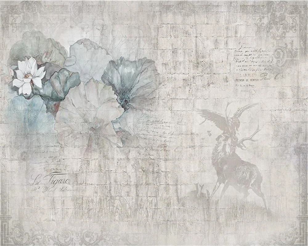 3D модный ретро Лотос на заказ скандинавский лось кирпичная стена Орел фон для