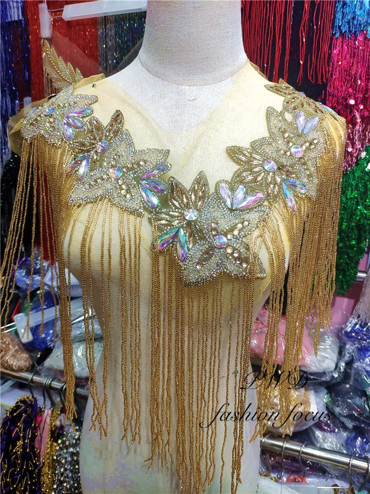 

flower beaded fringes for clothing ribbon beaded fringe trim lace for wedding bridal gown dress/party sewing