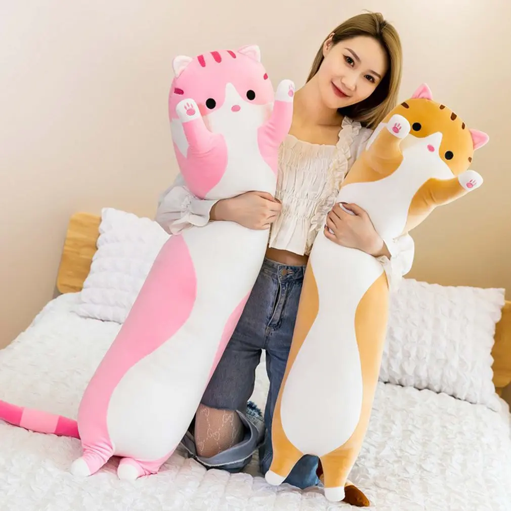

50cm Cute Plush Cat Doll Soft Stuffed Kitten Pillow Children Knee Pillows Sleep Long Plush Toys Gift For Kids Girlfriend