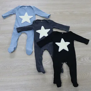 Casual Baby Boys Ribbed Cotton  Rompers Black Soft Autumn Star Bebe pajamas Kid Girls Winter clothes in USA (United States)