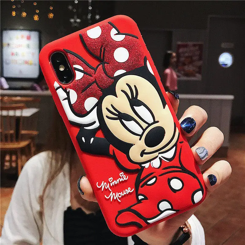 Силиконовый чехол для телефона для iphone X, XS, XR, X, s, Max, Дональд, чехол для iphone 6, 6s Plus, 7, ipone, 8 Plus, Маргаритка, резиновый чехол - Цвет: Glitter Minnie