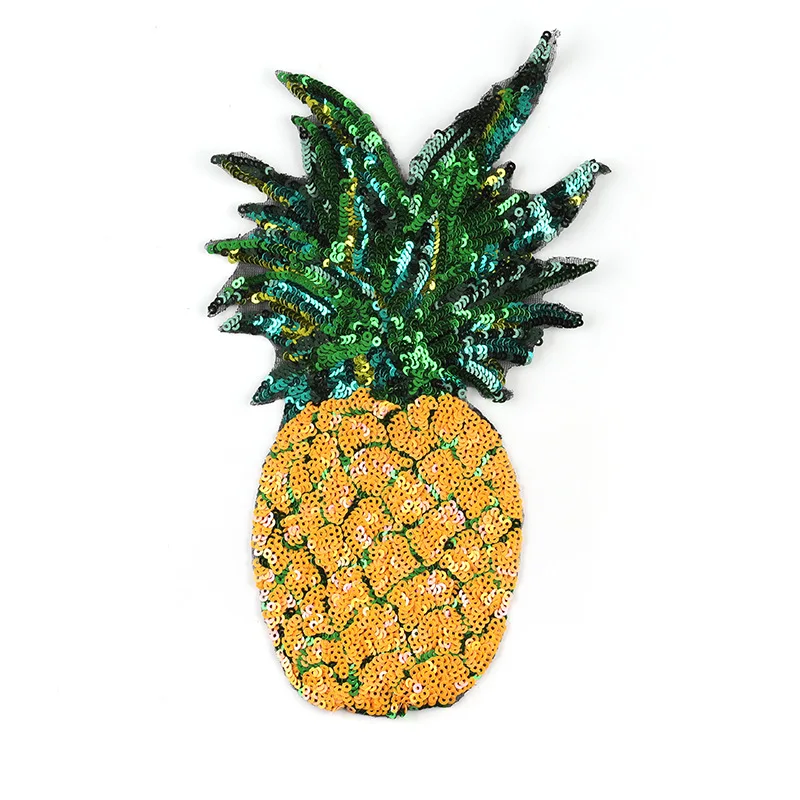 

Big Sequins Embroidery Patches Fruit Sew on Patch Pineapple Stickers Thermo Adhesive Coconut Appliques Bags Tshirt DIY Sewing