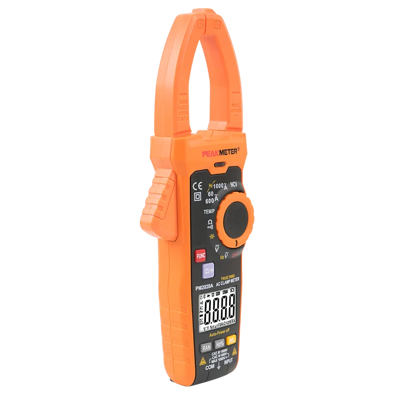 Фото PEAKMETER PM2028A 6000 отсчетов, автоматический диапазон переменного тока, цифровые клещи, мультиметр, истинное среднеквадратичное значение, сопротивление, емкость, частота, клещи NCV №2
