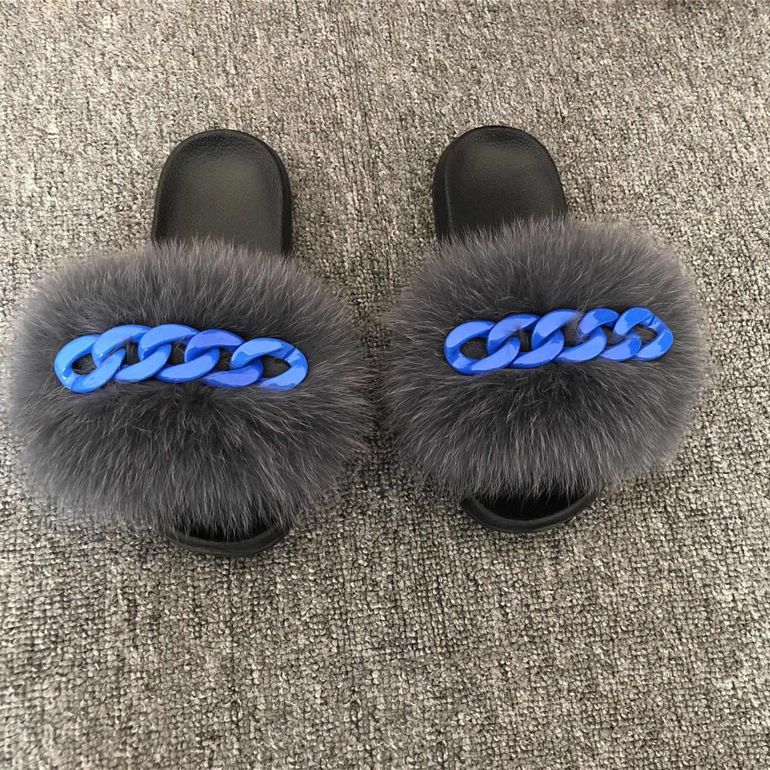 

Women's Slippers In The Summer Of 2021 New High Quality Fox Hair Sandal Fashion Highights Decoration Anti Skid And Wear-Resistan