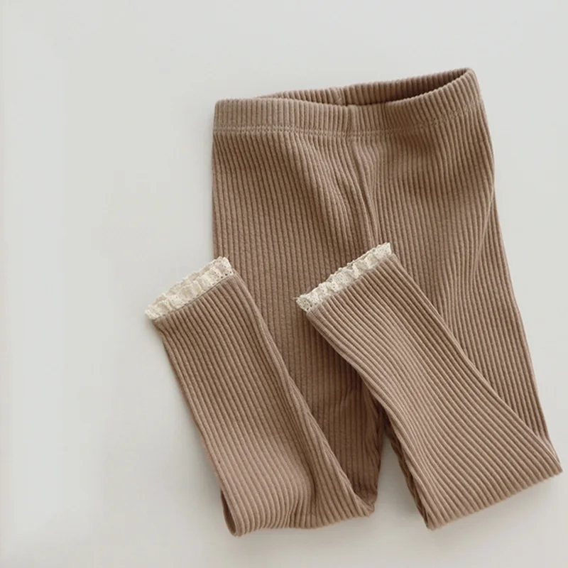 Leggings de estilo coreano para ni&ntilde;os y ni&ntilde;as, leotardos de encaje el&aacute;sticos de Color s&oacute;lido, pantalones informales, nuevo, Oto&ntilde;o, 2021, E1255-4