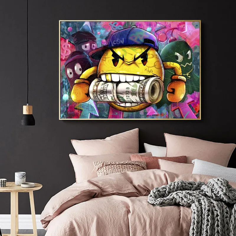 

Lip Graffiti Art Dollars Mouth Canvas Painting on The Wall Posters Prints Wall Pictures for Living Room Home Wall Cuadros