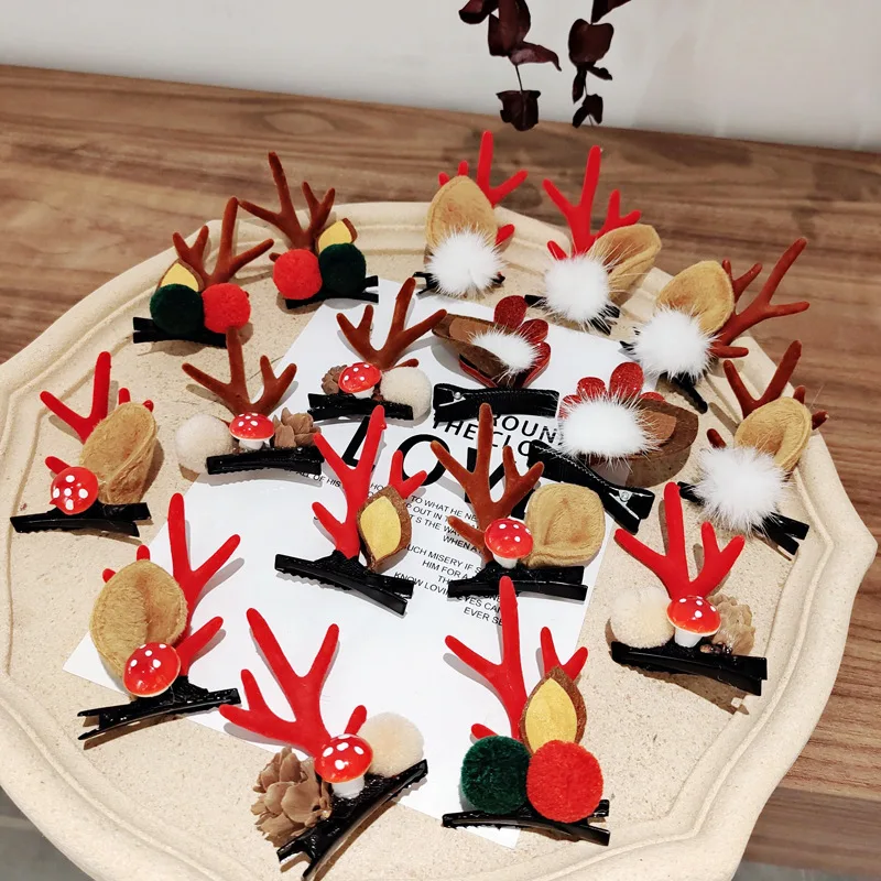 

Christmas headdress Christmas Headdress Antler Hairpin Elk Girl Cute Pine Cone Hairpin Top Clip Outdoor Sports Cycling headwear