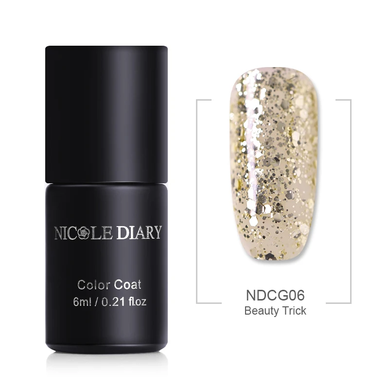 NDCG06 NICOLE DIARY, розовое золото, гель для ногтей, блестящий Светодиодный УФ-гель, для маникюра, блестки, отмачиваемый Гель-лак для ногтей, Полупостоянный Гель-лак - Цвет: NDCG06