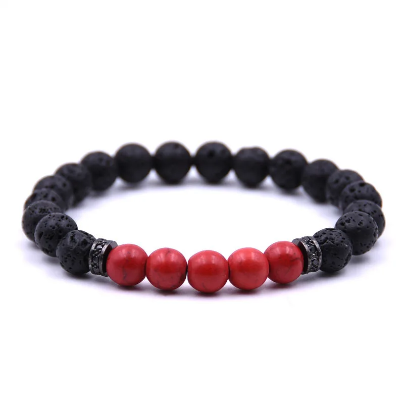 Горячая натурального вулканическая лава камень мужской браслет микро