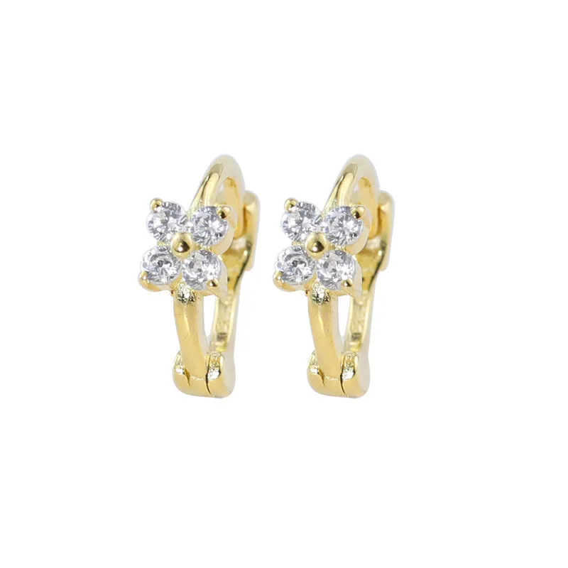 

HI MAN 925 Sterling Silver French Shiny Zircon Star Flower Earrings Women Engagement Wedding Jewelry Gift