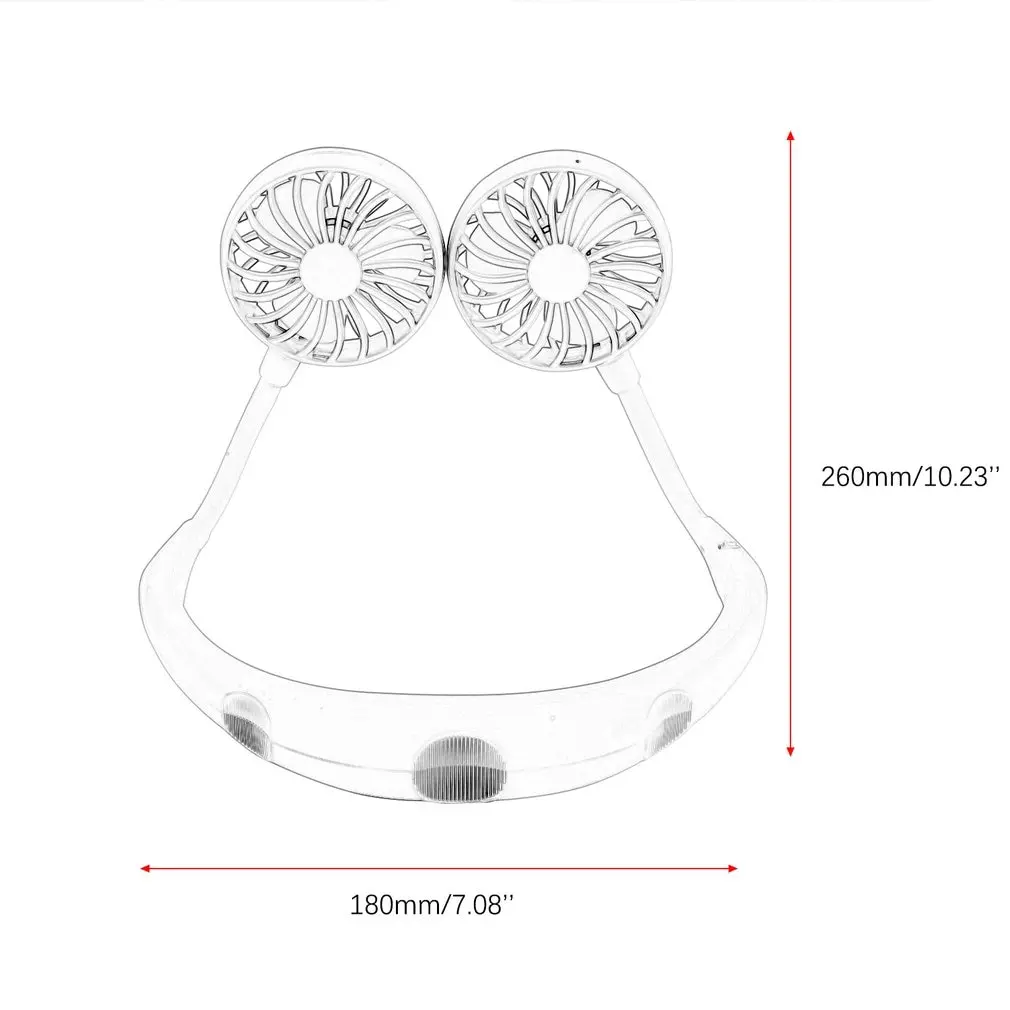 

Small Neck Band Portable Mini Air Fan With Dual Fan USB rechargeable Cooler Fan Lazy Fan