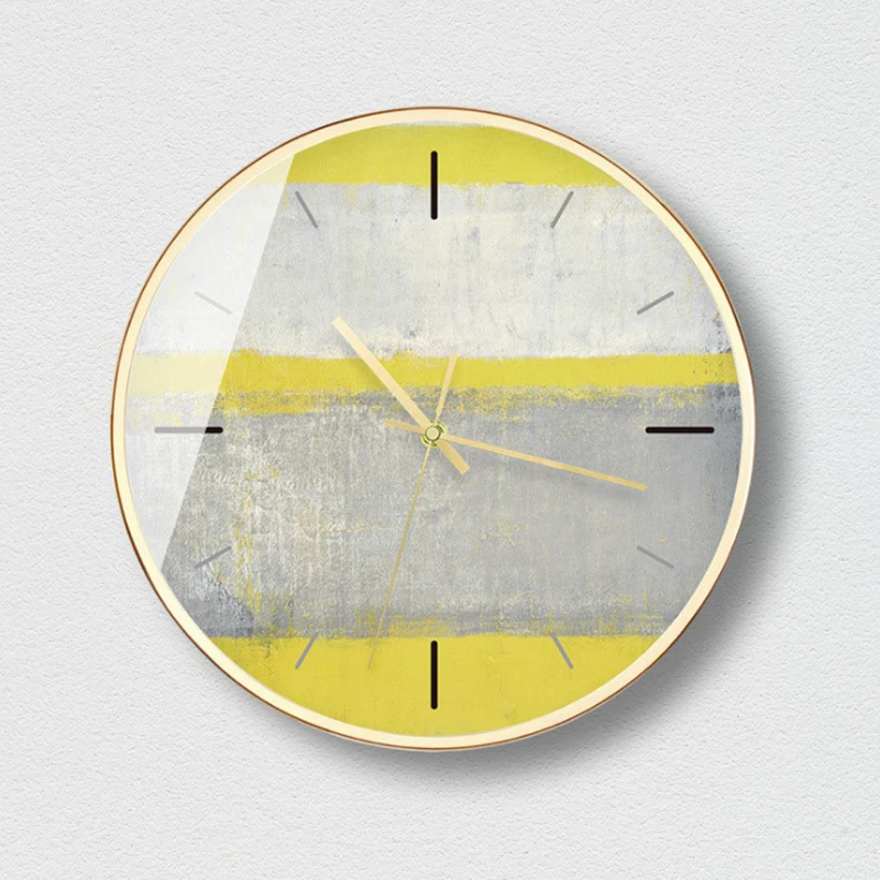 

Oil Painting Decorative Metal Wall Clocks Silent Quartz Circular Metal Hanging Clock Modern Design Home Decor