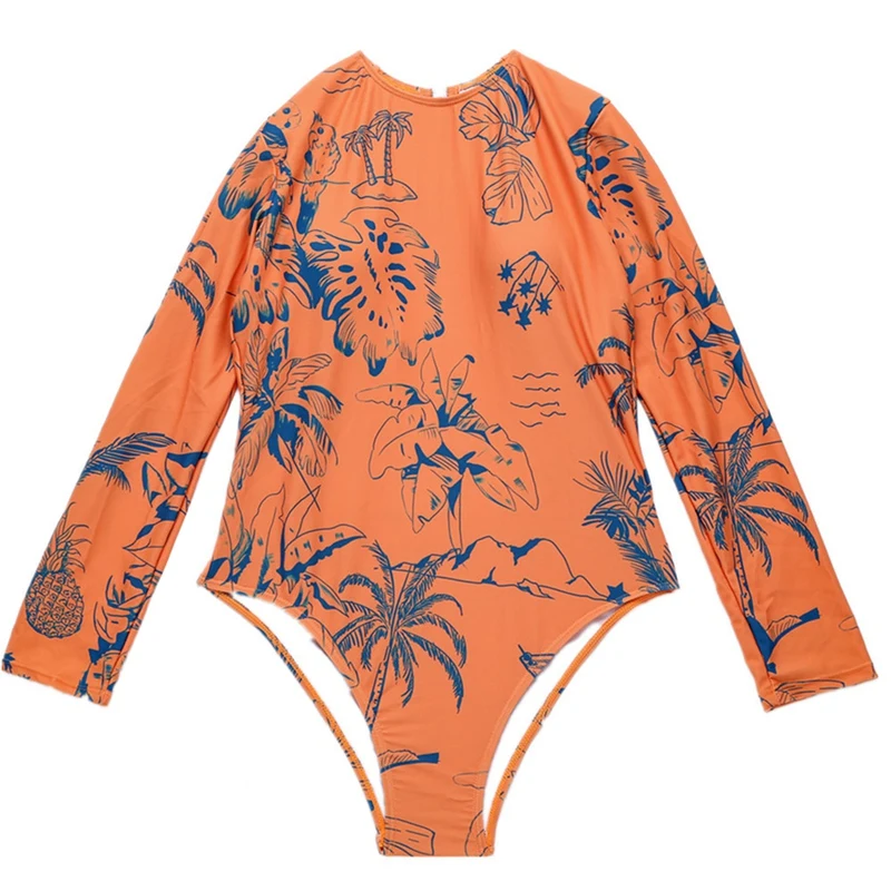 

Sexy Surf Long Sleeve Swimwear Women One Piece Swimsuit Sun Protection Swim Suit Beach Wear Bodysuit