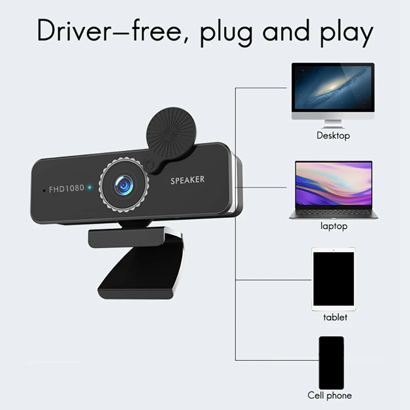 

C580 Computer Camera 1080P HD Webcast USB Computer Camera with Built-in Speaker Microphone Function