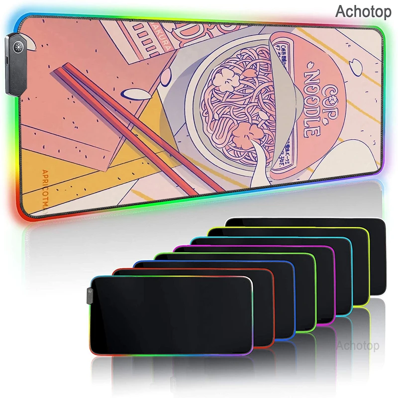 Милый коврик для мыши RGB розовый светодиодный компьютера и офиса большой
