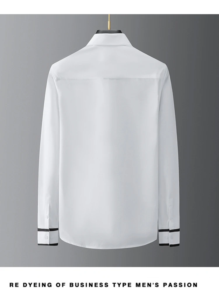 

Male Dress Shirt Men 2021 Fashion Patchwork Long Sleeve Slim Camisas masculina 100% Pure Cotton Shirts Plus Size 2021