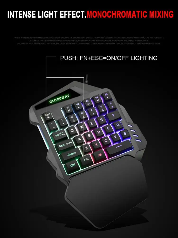 Проводная игровая клавиатура 1 2 м со светодиодной подсветкой 35 клавиш Мембранная