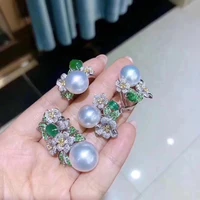 jewelry s925 sterling silver nature fresh water 10 12mm white pearls females jewelry sets for women jewelry sets