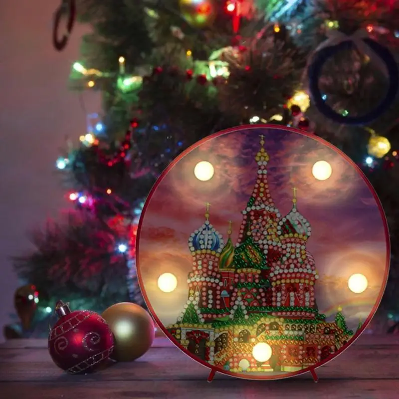 Рождественская DIY Специальная форма алмазная живопись Светодиодная лампа Dimaond