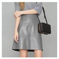 high waist mini skirts women 2021 new fashion korean style a line real sheepskin genuine leather skirts ladies