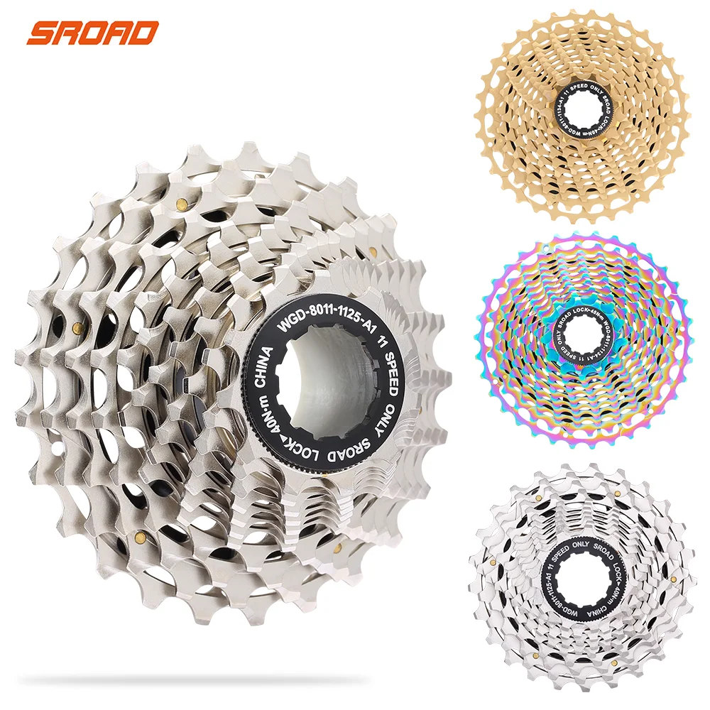 

SROAD Road Bike Cassette 11 Speed SLR2 Color Cassette Ultralight 11-25/28/32/34T Freewheel K7 11V Sprocket For Shimano R9100 RED