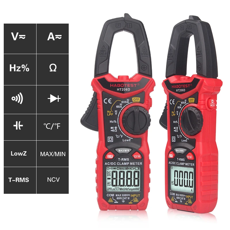 Цифровой мультиметр Habotest HT206D AC DC|Токоизмерительные клещи| |
