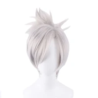 lol riven the blade of exile wig cosplay costume short silver white synthetic hair wigs with chip ponytail hairnet