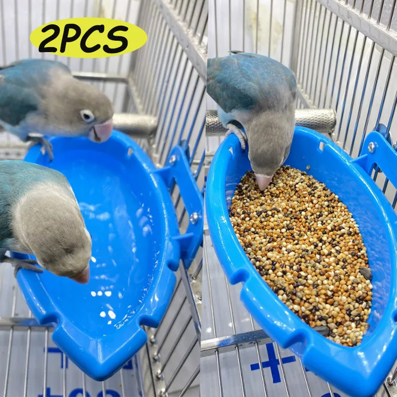 

2Pcs Bird Baths Tub Bowl Basin Parrot Cage Hanging Bathing Box Feed boxes Bird Feeder Drinker For Birds Accessories
