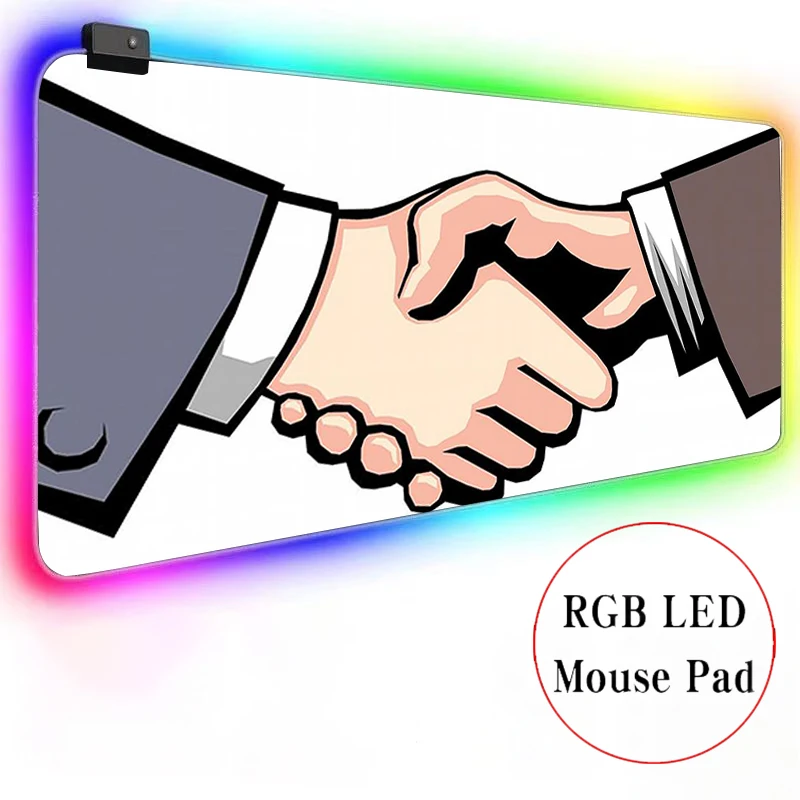 

handshake 40x90cm DIY Gaming Large Anime Mousepad RGB Computer Mouse Pad Gamer Mause Pad LED Backlit Mat Keyboard Desk Mat