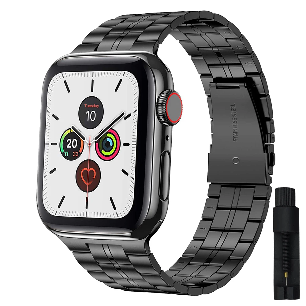 

Ремешок из нержавеющей стали для Apple Watch 6 Band 44 мм 40 мм, металлический браслет для Iwatch Se 5 4 Apple Watch 3 42 мм 38 мм, обновленный адаптер
