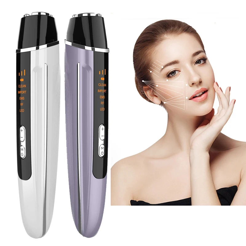 

RF Beauty Device EMS Micro-current Therapy Facial Neck Massager Face Wriknle Removal Skin Thitening Lifting Color Light Treament