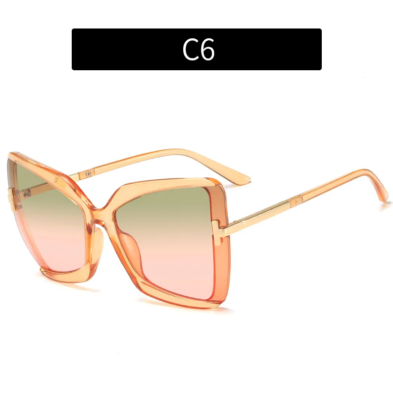 

2021 New Fashion Lady Oversize Rimless Square Sunglasses Hot Sale Women Men T-Shaped Glasses Gradient Sun Glasses Female UV400