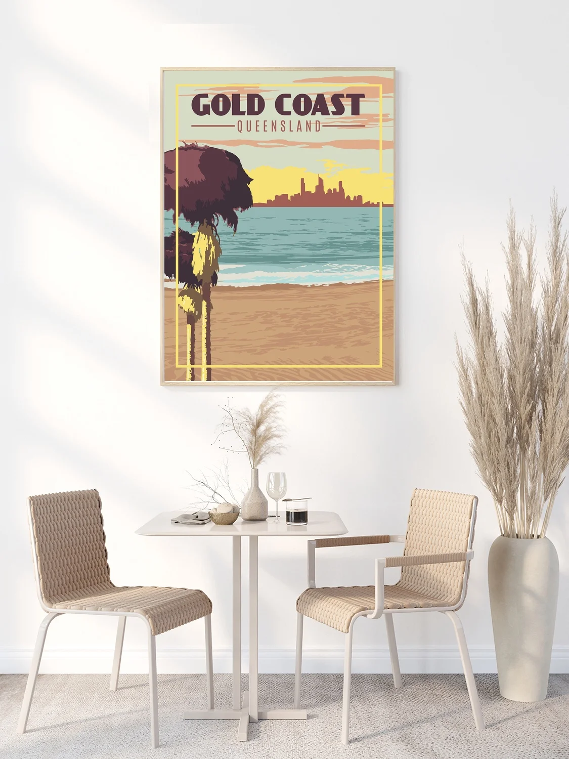 

Золотое Побережье Queensland, австралийский винтажный постер для путешествий, Картина на холсте, нерамный постер