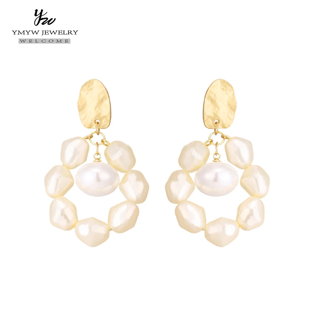 YMYW милые серьги в стиле барокко с имитацией жемчуга круглые висячие подвеской