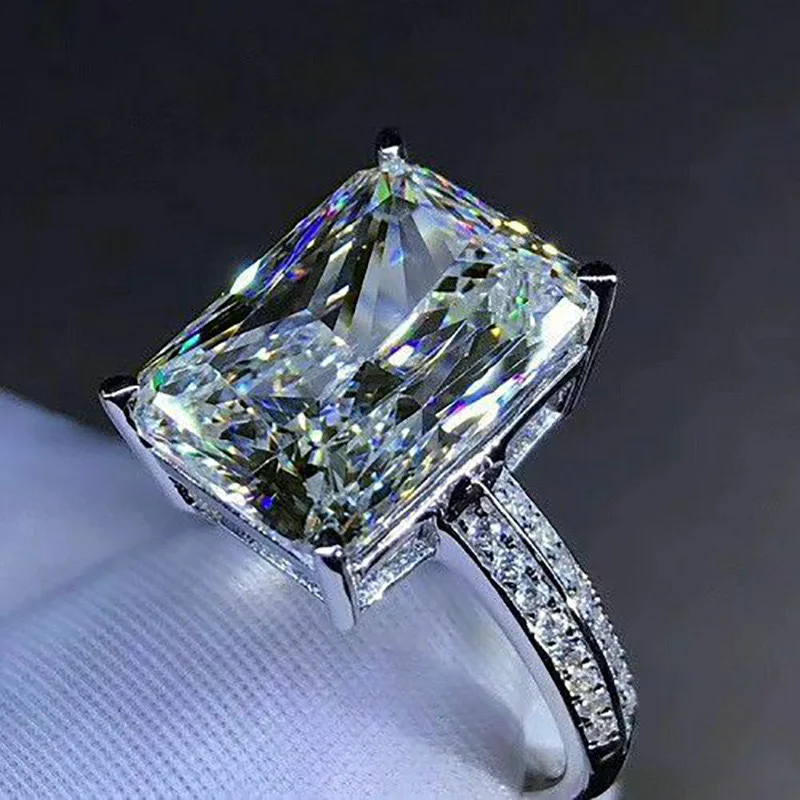 Роскошная квадратная 5ct лаборатория муассанит обручальное кольцо 925
