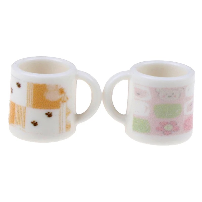 

2Pcs/Lot 1:12 Dolls House Miniature Mugs Cups Direction Furniture Toys Plactic Coffee Tea Cups Dollhouse Accessory