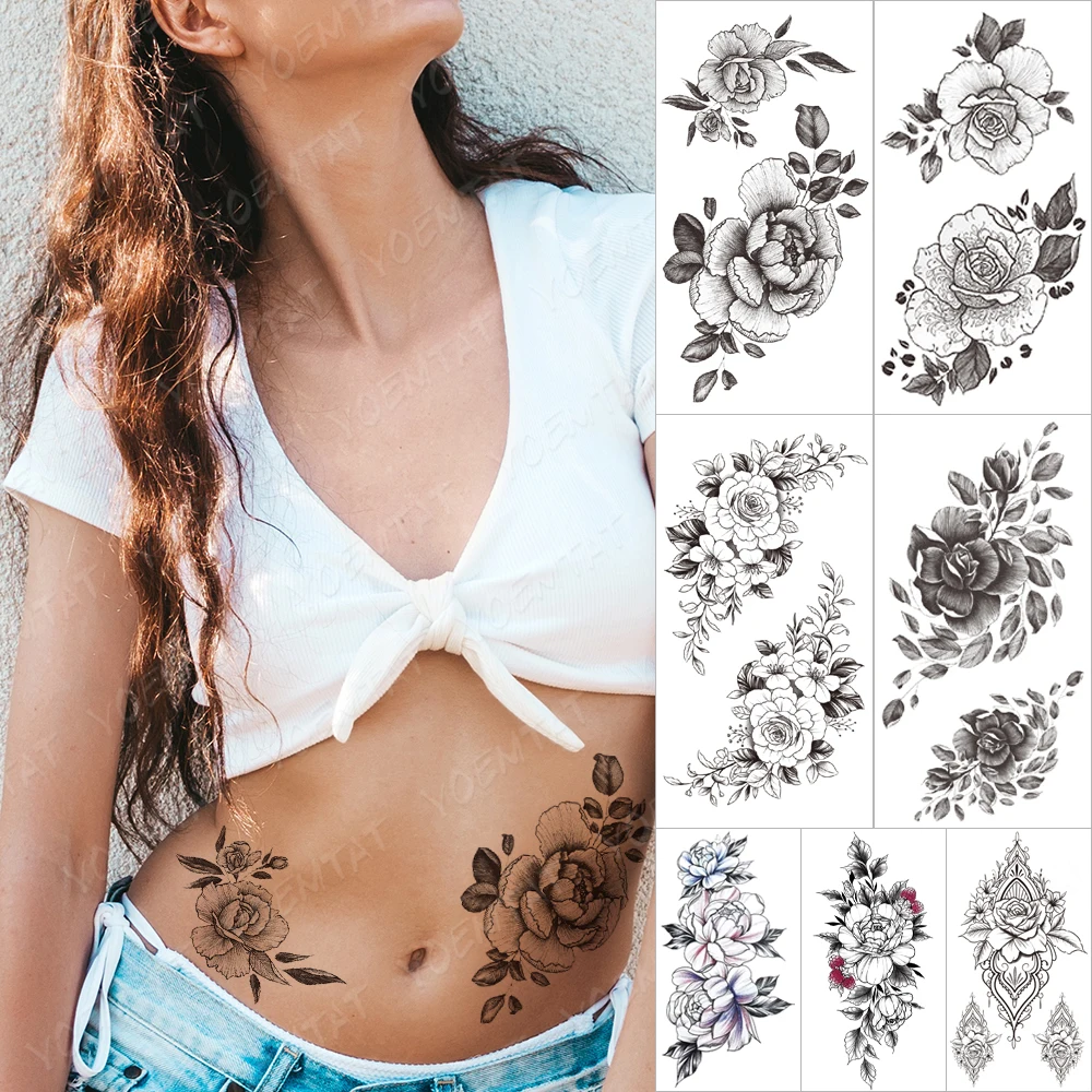 

Waterproof Temporary Sleeve Arm tatooo Stickers Peony Lily Sunflower Animal Ghost tatoo Body Art Transfer Fake tattoos Man Women