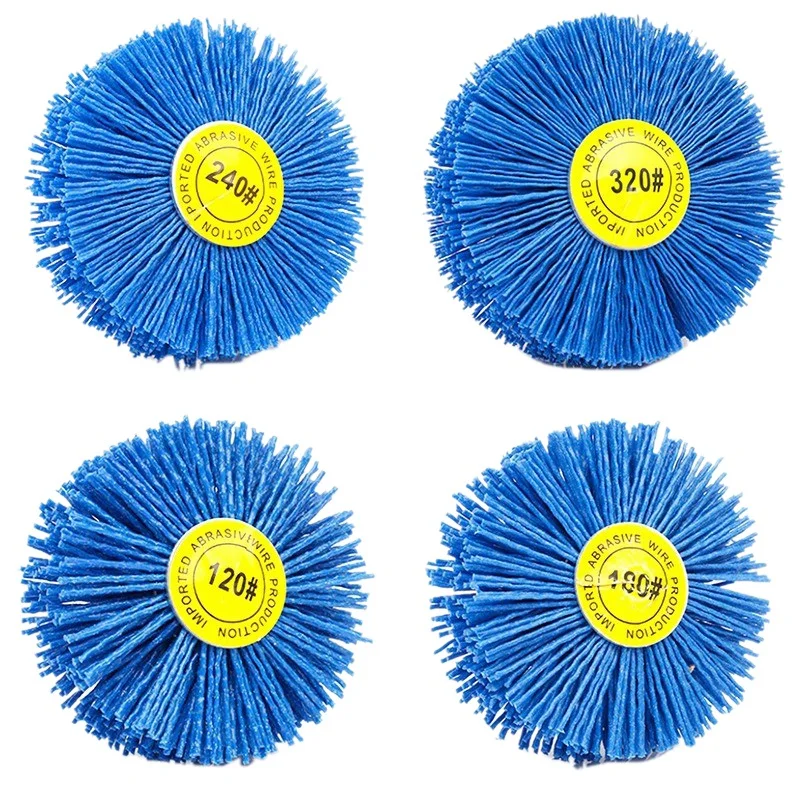 

8 Pieces 80X30X6mm Drill Abrasive Wire Grinding Wheel Nylon Bristle Polishing Brush for Wood Furniture Mahogany Finish