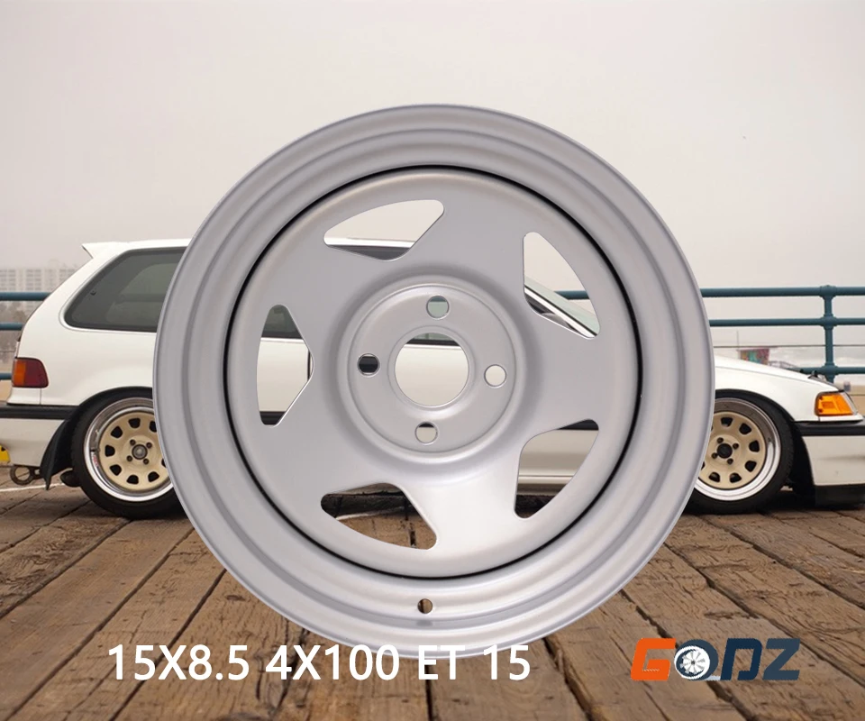 Стальное колесо 15 дюймов 4 отверстия 4X100 8.5J офсетное MK2 глубокое блюдо