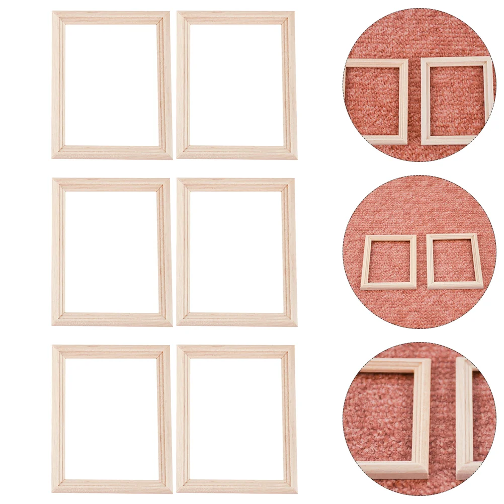 

12pcs Mini Photo Frame Crafts Wood Simulation Picture Frame Mini House Decor